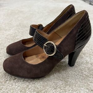 Sofft Florence Mary Jane Pump Heels Women’s Size 7 M 1045820 Brown Suede Buckle,